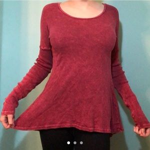 Burgundy Blouse with Tied Back